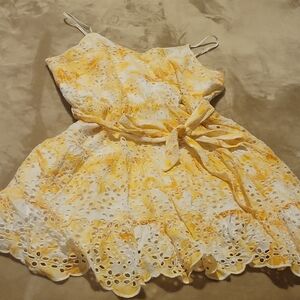 Charming Orange and White Eyelet Dress